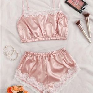 Satin Lace Çami Top & Shorts Lingerie Set